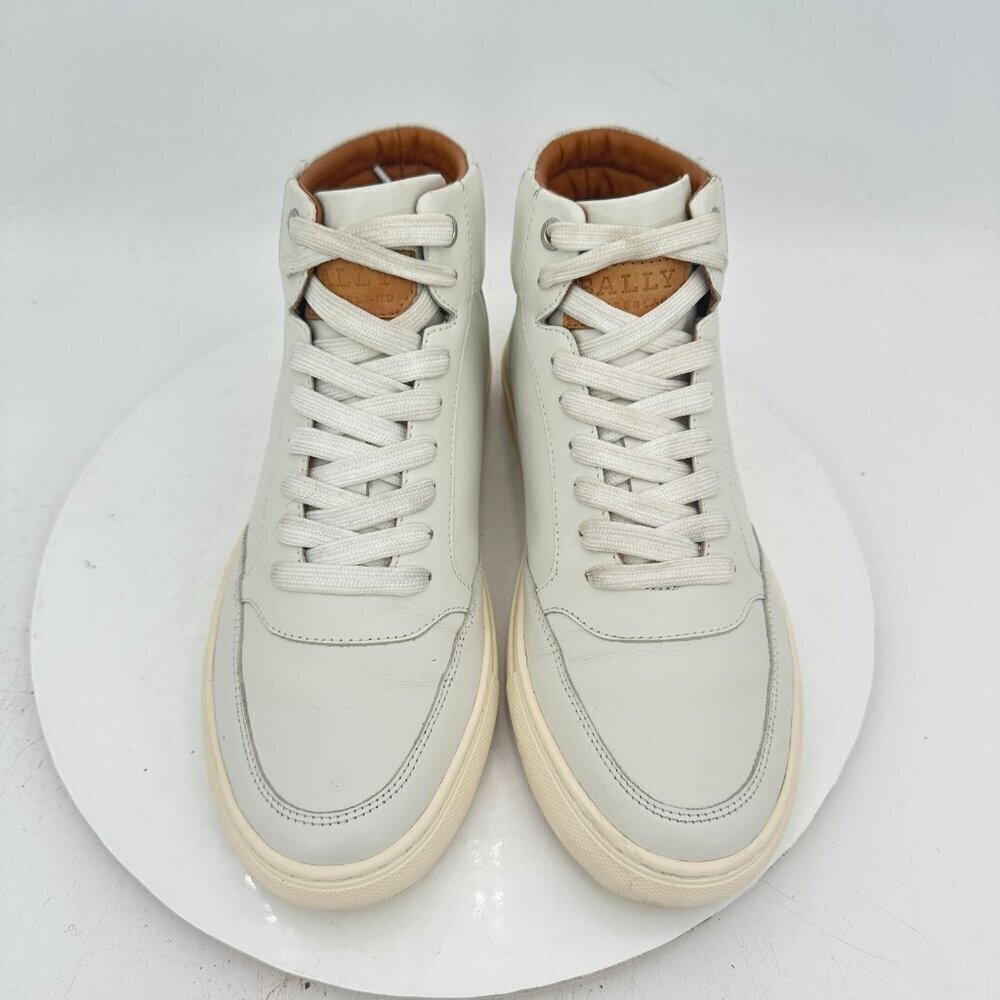 Bally Hendrik Print Men Size 6D White Leather Mid Top Lace Up Casual Shoes - Picture 3 of 12